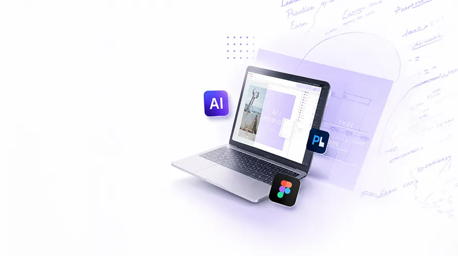 パソコンとAI・Photoshop・Figmaのデザインツール